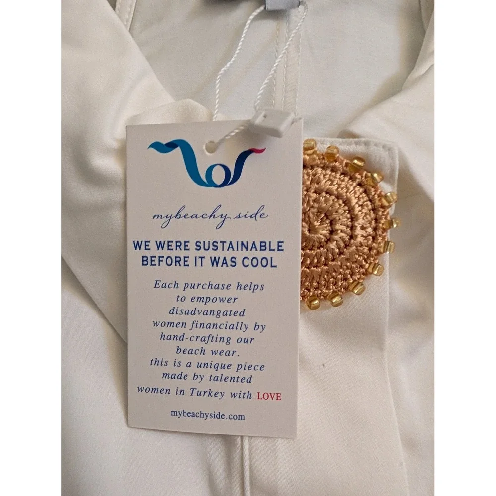 My Beachy Side Amber Mini Dress White Cotton Resort Crochet Medallion New Size M